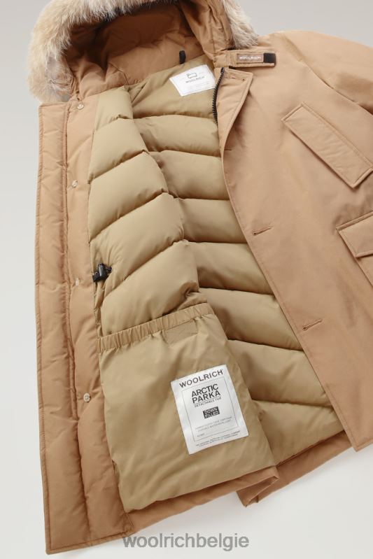 arctic parka van ramar-stof met afneembare bontrand Woolrich Heren 8TTN0858 goud kaki kleding