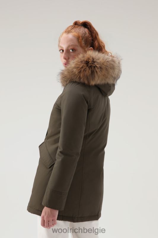 arctic parka van ramar-stof met afneembare bontrand Woolrich vrouwen 8TTN0362 donkergroen kleding