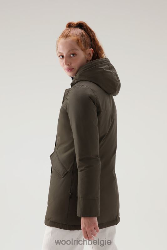 arctic parka van ramar-stof met afneembare bontrand Woolrich vrouwen 8TTN0362 donkergroen kleding