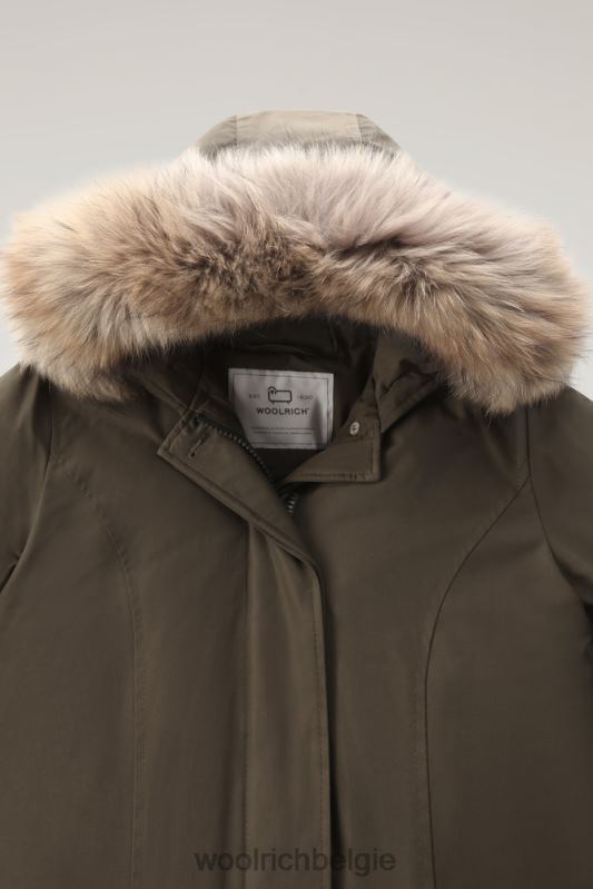 arctic parka van ramar-stof met afneembare bontrand Woolrich vrouwen 8TTN0362 donkergroen kleding