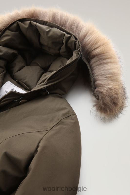 arctic parka van ramar-stof met afneembare bontrand Woolrich vrouwen 8TTN0362 donkergroen kleding