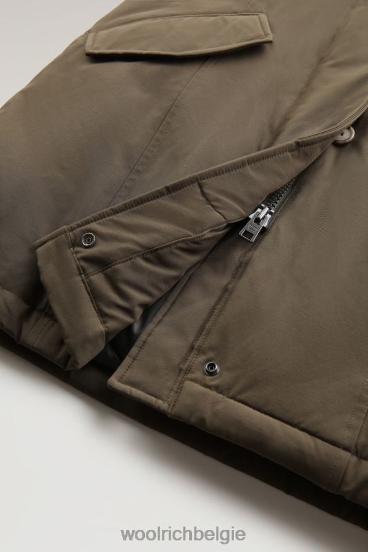 arctic parka van ramar-stof met afneembare bontrand Woolrich vrouwen 8TTN0362 donkergroen kleding