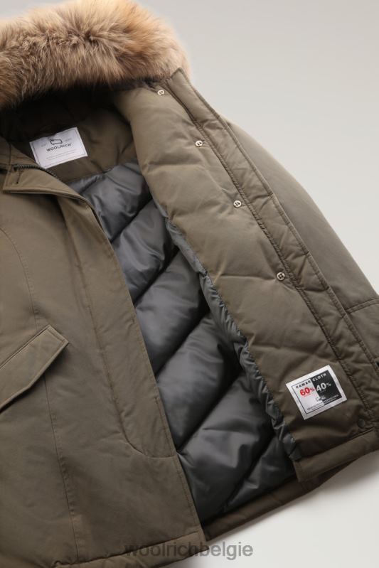 arctic parka van ramar-stof met afneembare bontrand Woolrich vrouwen 8TTN0362 donkergroen kleding