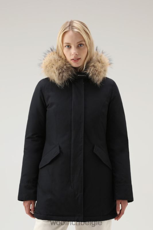 arctic parka van ramar-stof met afneembare bontrand Woolrich vrouwen 8TTN0365 donker marine kleding