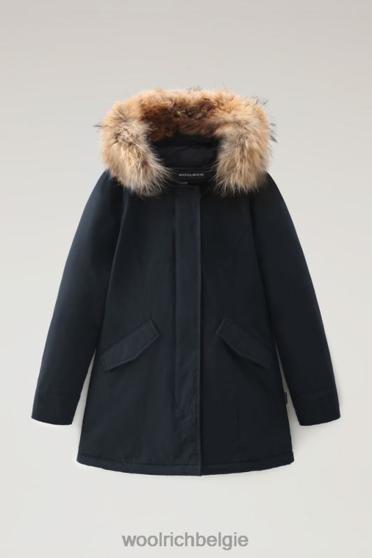 arctic parka van ramar-stof met afneembare bontrand Woolrich vrouwen 8TTN0365 donker marine kleding