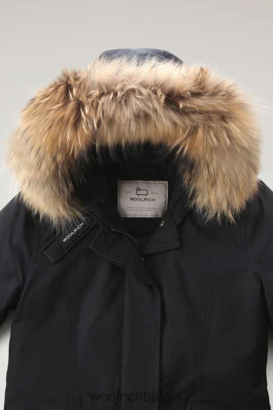 arctic parka van ramar-stof met afneembare bontrand Woolrich vrouwen 8TTN0365 donker marine kleding