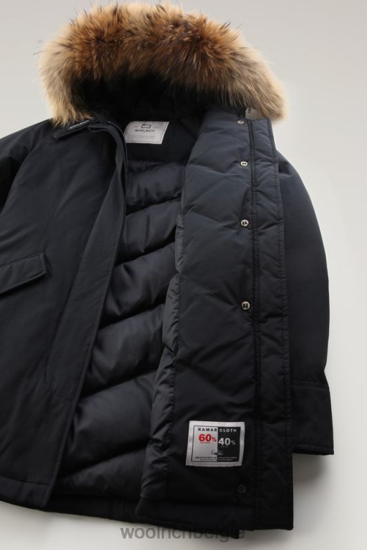 arctic parka van ramar-stof met afneembare bontrand Woolrich vrouwen 8TTN0365 donker marine kleding