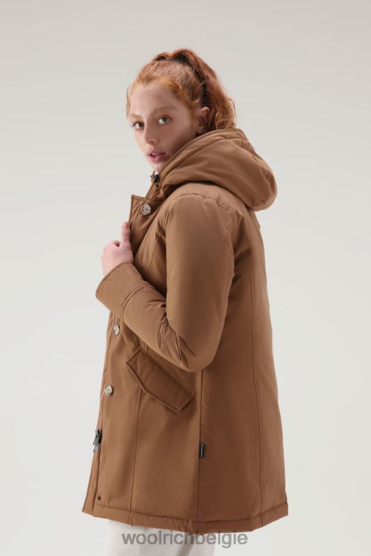 arctic parka van ramar-stof met afneembare bontrand Woolrich vrouwen 8TTN0366 donkere kameel kleding