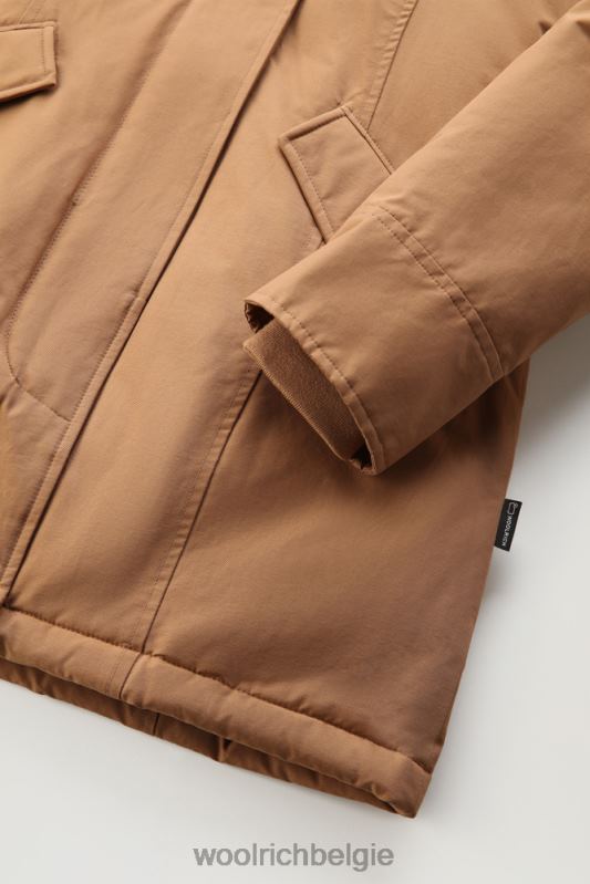 arctic parka van ramar-stof met afneembare bontrand Woolrich vrouwen 8TTN0366 donkere kameel kleding