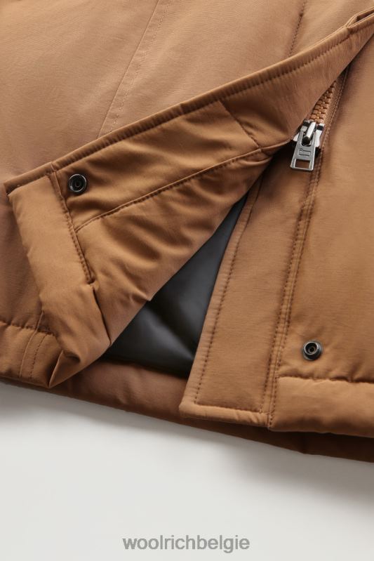 arctic parka van ramar-stof met afneembare bontrand Woolrich vrouwen 8TTN0366 donkere kameel kleding