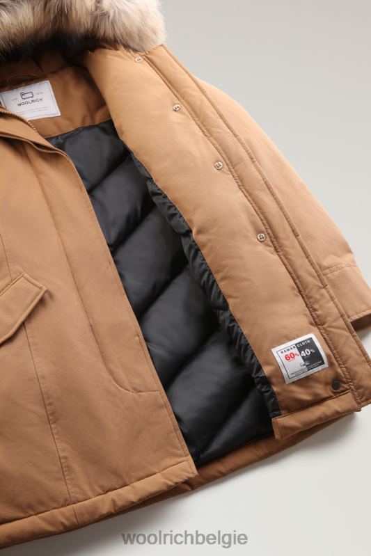arctic parka van ramar-stof met afneembare bontrand Woolrich vrouwen 8TTN0366 donkere kameel kleding