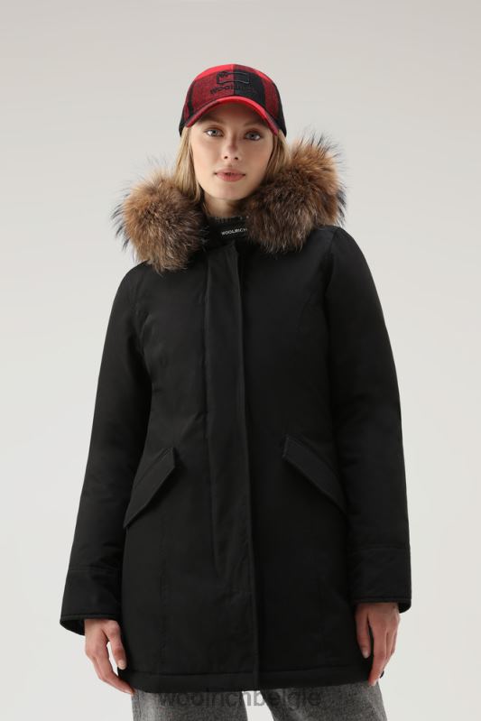 arctic parka van ramar-stof met afneembare bontrand Woolrich vrouwen 8TTN0368 zwart kleding