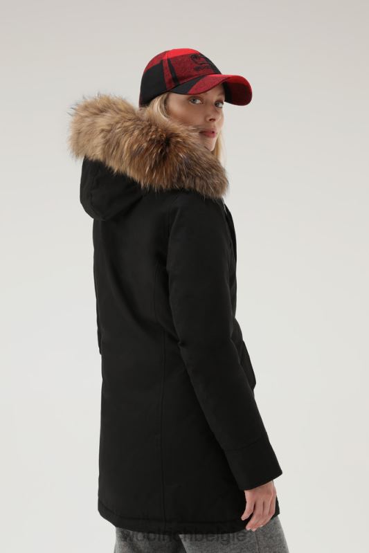 arctic parka van ramar-stof met afneembare bontrand Woolrich vrouwen 8TTN0368 zwart kleding