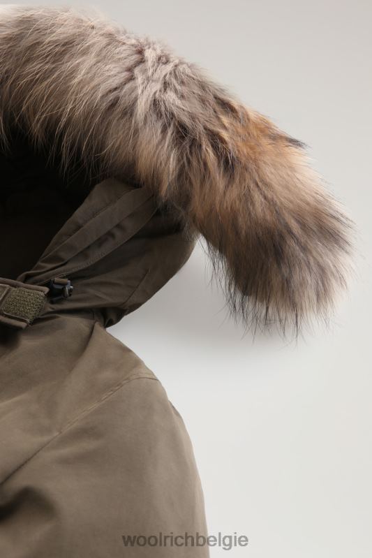 arctic parka van ramar-stof met vier zakken en afneembaar bont Woolrich vrouwen 8TTN0360 donkergroen kleding