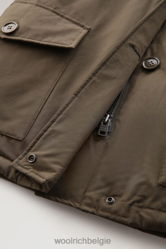 arctic parka van ramar-stof met vier zakken en afneembaar bont Woolrich vrouwen 8TTN0360 donkergroen kleding
