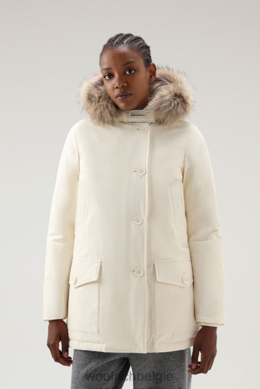 arctic parka van ramar-stof met vier zakken en afneembaar bont Woolrich vrouwen 8TTN0361 melkachtige crème kleding