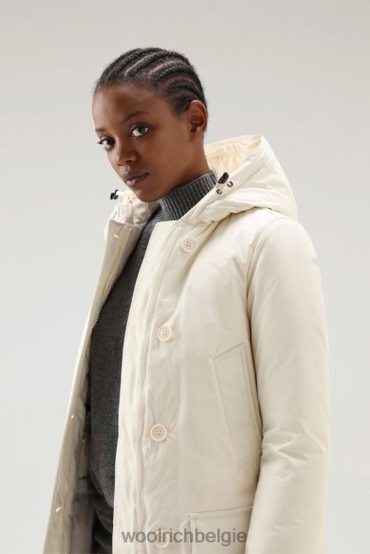 arctic parka van ramar-stof met vier zakken en afneembaar bont Woolrich vrouwen 8TTN0361 melkachtige crème kleding