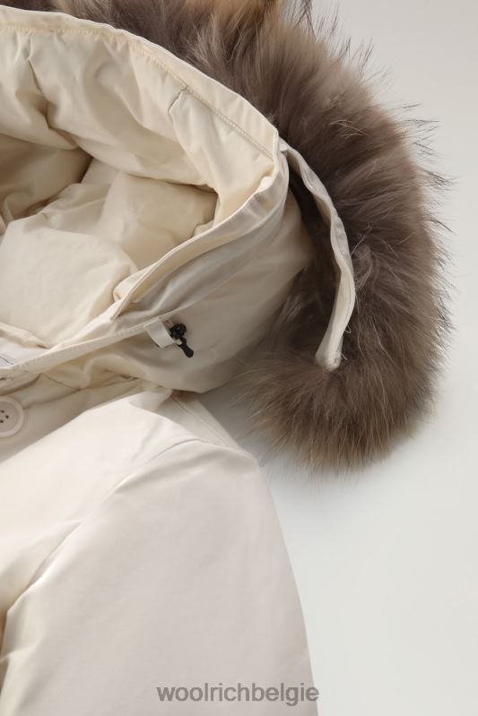 arctic parka van ramar-stof met vier zakken en afneembaar bont Woolrich vrouwen 8TTN0361 melkachtige crème kleding