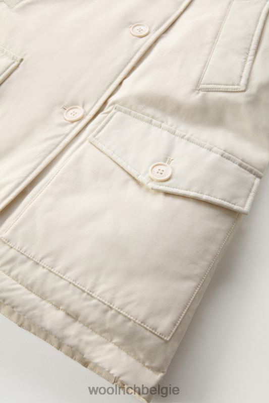 arctic parka van ramar-stof met vier zakken en afneembaar bont Woolrich vrouwen 8TTN0361 melkachtige crème kleding