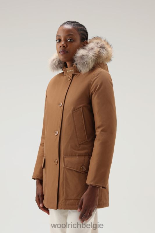 arctic parka van ramar-stof met vier zakken en afneembaar bont Woolrich vrouwen 8TTN0363 donkere kameel kleding