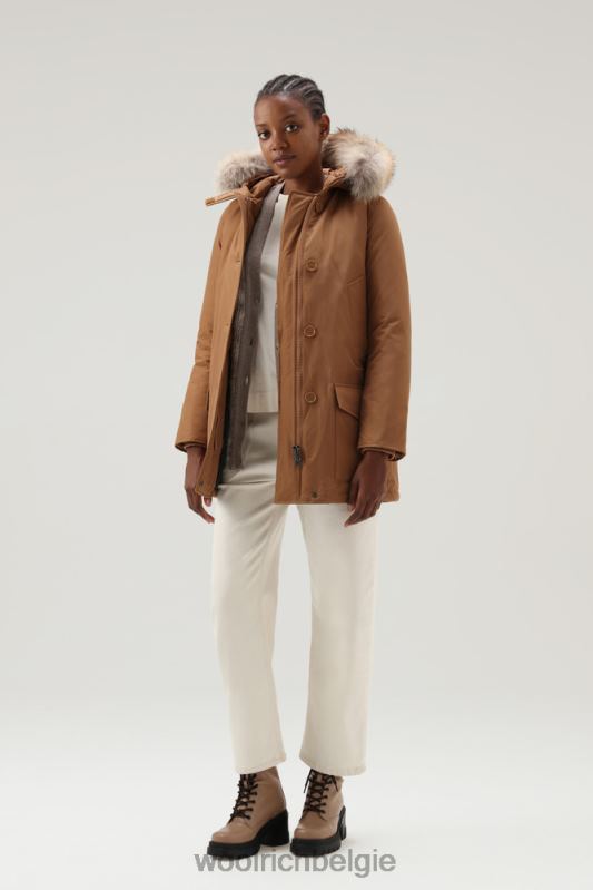 arctic parka van ramar-stof met vier zakken en afneembaar bont Woolrich vrouwen 8TTN0363 donkere kameel kleding