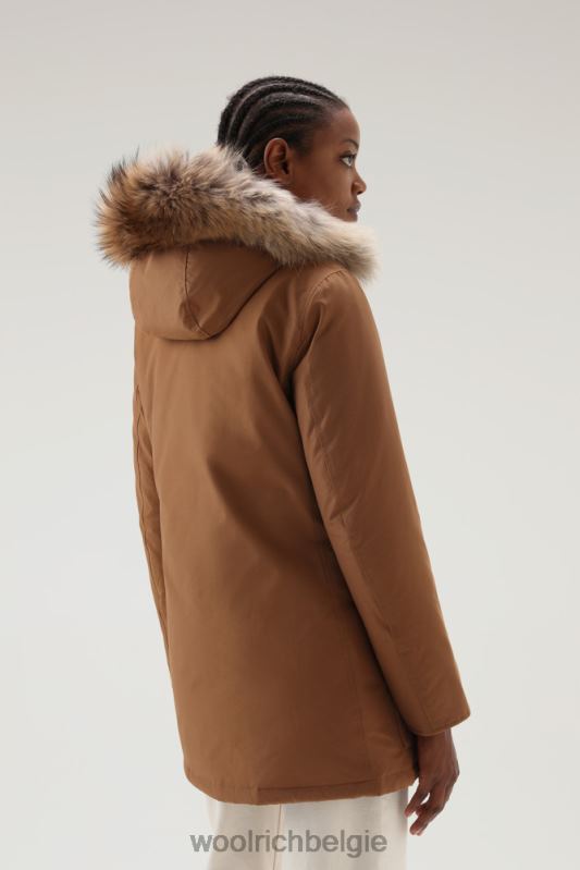 arctic parka van ramar-stof met vier zakken en afneembaar bont Woolrich vrouwen 8TTN0363 donkere kameel kleding