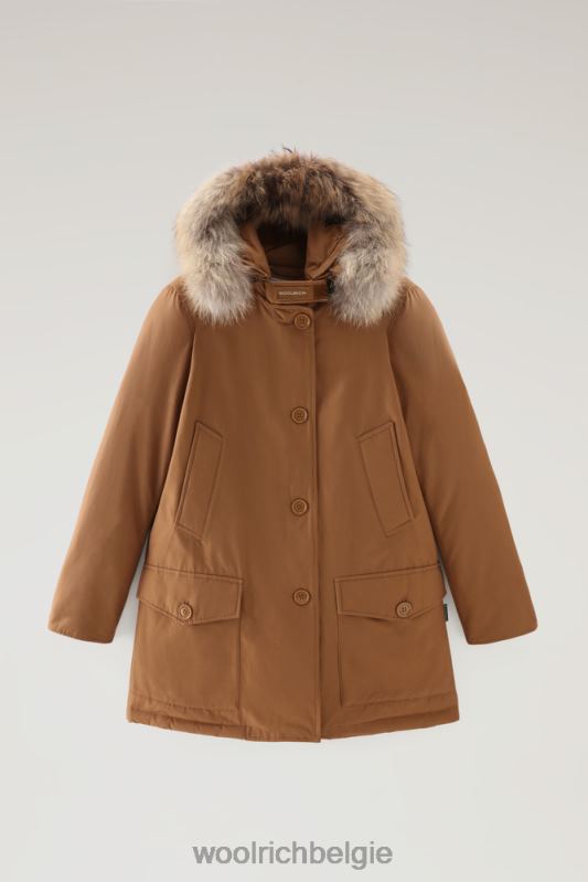 arctic parka van ramar-stof met vier zakken en afneembaar bont Woolrich vrouwen 8TTN0363 donkere kameel kleding