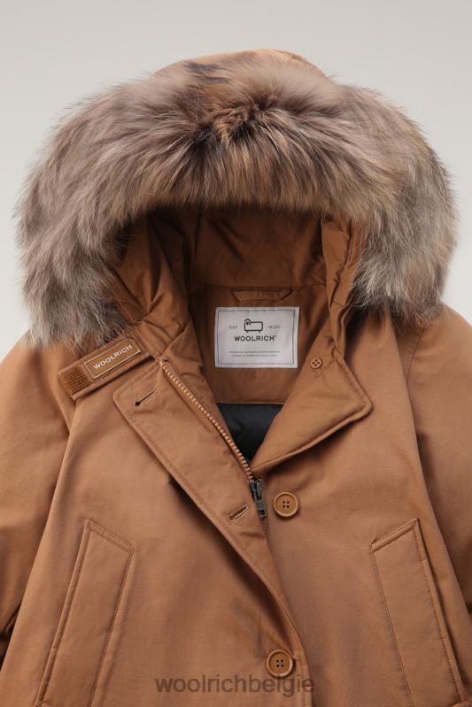 arctic parka van ramar-stof met vier zakken en afneembaar bont Woolrich vrouwen 8TTN0363 donkere kameel kleding