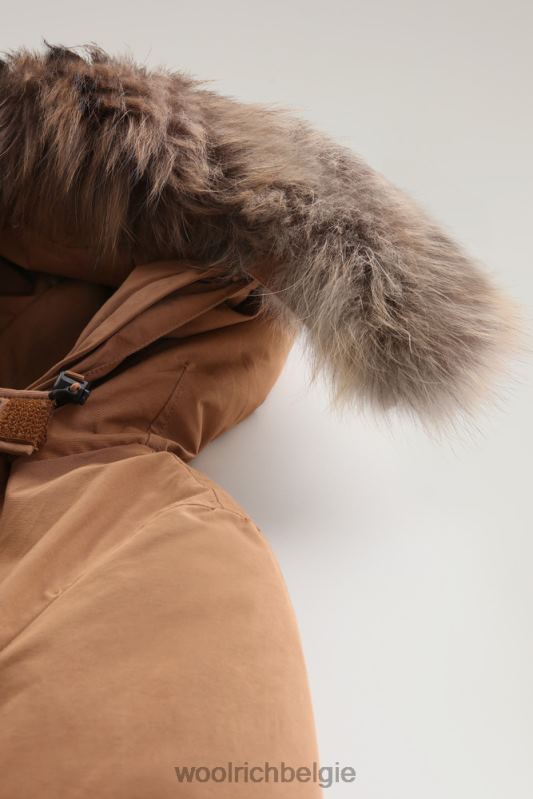 arctic parka van ramar-stof met vier zakken en afneembaar bont Woolrich vrouwen 8TTN0363 donkere kameel kleding