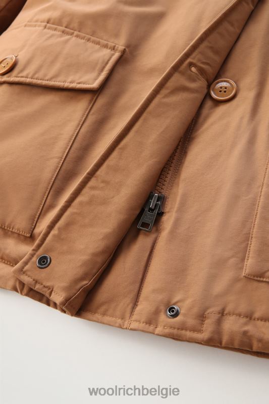 arctic parka van ramar-stof met vier zakken en afneembaar bont Woolrich vrouwen 8TTN0363 donkere kameel kleding
