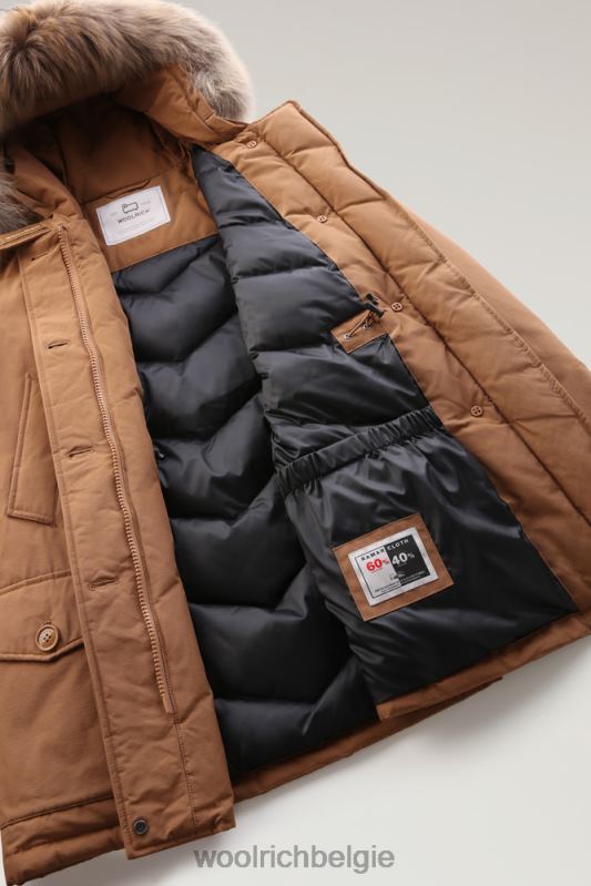 arctic parka van ramar-stof met vier zakken en afneembaar bont Woolrich vrouwen 8TTN0363 donkere kameel kleding