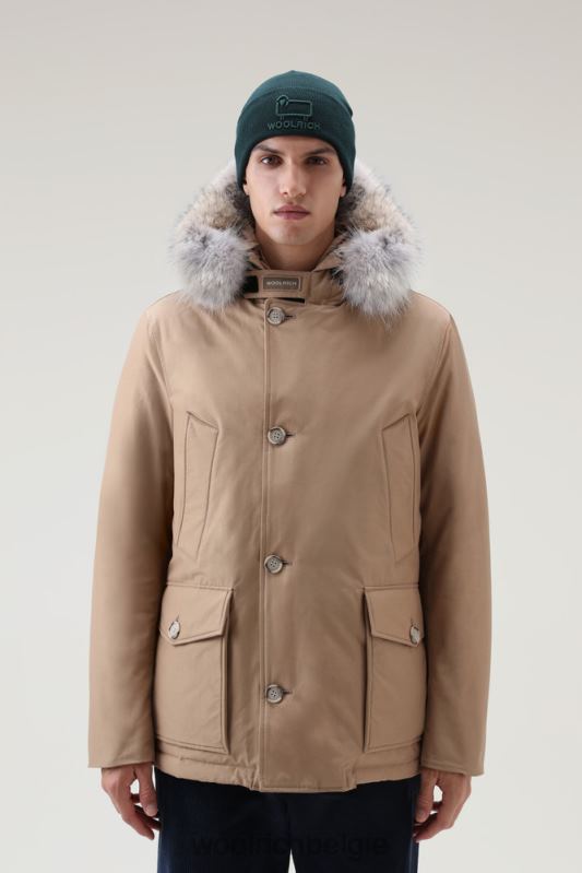 arctische anorak van ramar-stof met afneembaar bont Woolrich Heren 8TTN0837 goud kaki kleding