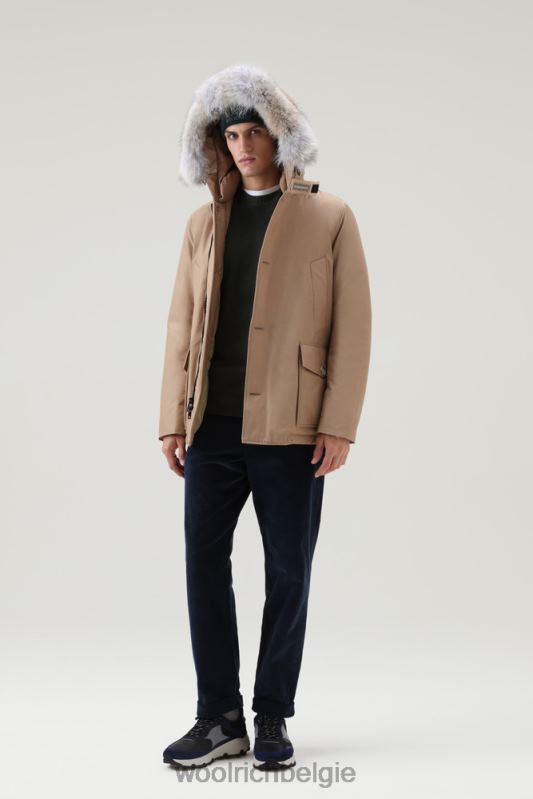 arctische anorak van ramar-stof met afneembaar bont Woolrich Heren 8TTN0837 goud kaki kleding