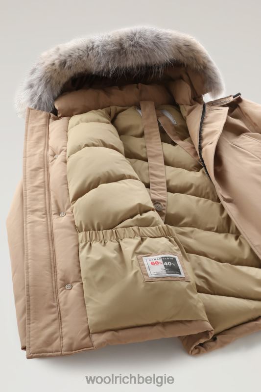 arctische anorak van ramar-stof met afneembaar bont Woolrich Heren 8TTN0837 goud kaki kleding