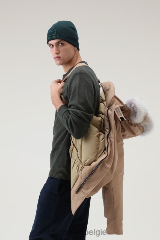 arctische anorak van ramar-stof met afneembaar bont Woolrich Heren 8TTN0837 goud kaki kleding