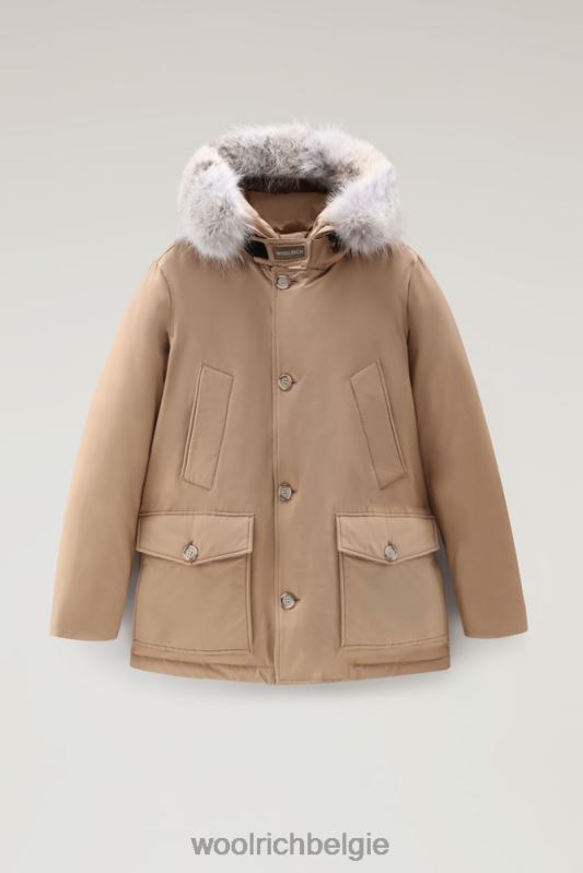 arctische anorak van ramar-stof met afneembaar bont Woolrich Heren 8TTN0837 goud kaki kleding