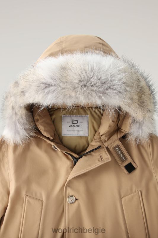 arctische anorak van ramar-stof met afneembaar bont Woolrich Heren 8TTN0837 goud kaki kleding