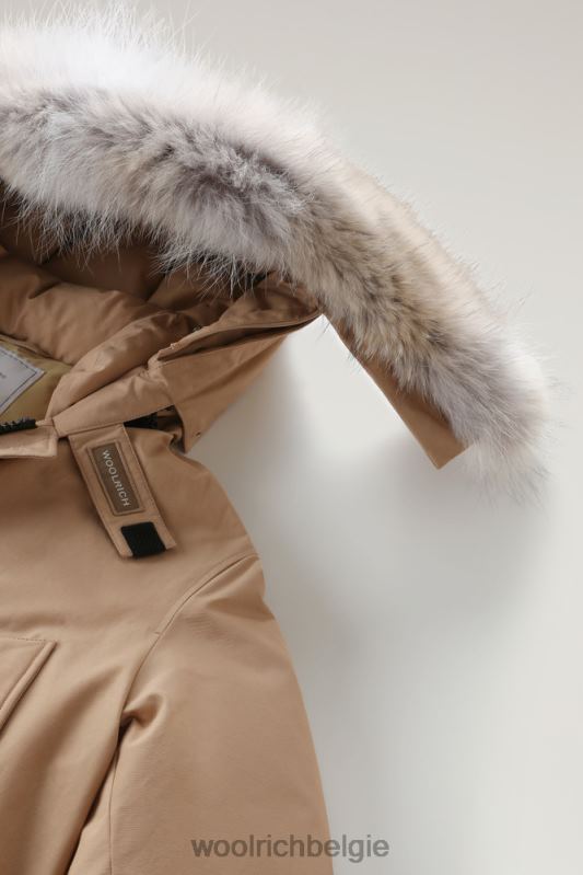 arctische anorak van ramar-stof met afneembaar bont Woolrich Heren 8TTN0837 goud kaki kleding