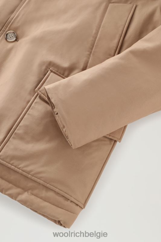 arctische anorak van ramar-stof met afneembaar bont Woolrich Heren 8TTN0837 goud kaki kleding