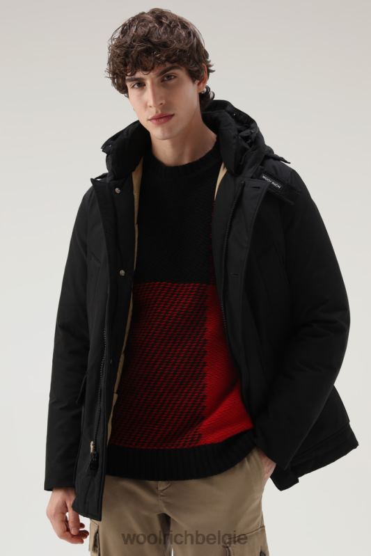 arctische anorak van ramar-stof met afneembaar bont Woolrich Heren 8TTN0849 zwart kleding