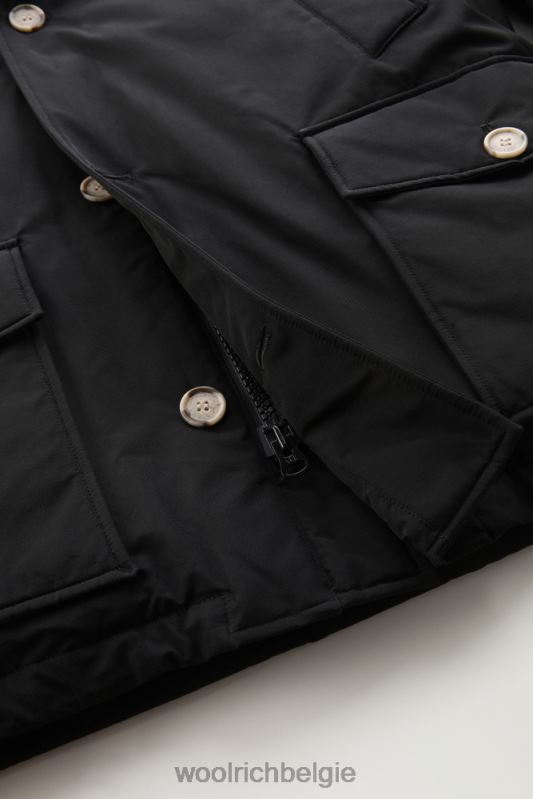 arctische anorak van ramar-stof met afneembaar bont Woolrich Heren 8TTN0849 zwart kleding