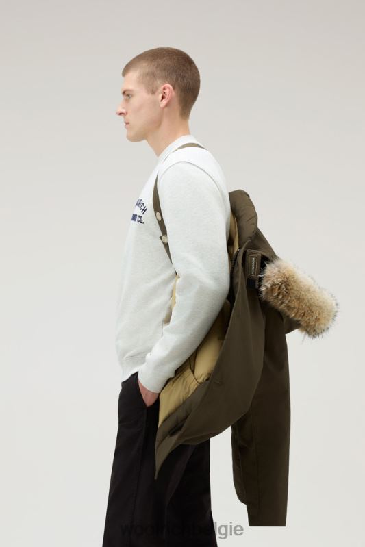 arctische anorak van ramar-stof met afneembaar bont Woolrich Heren 8TTN0851 donkergroen kleding