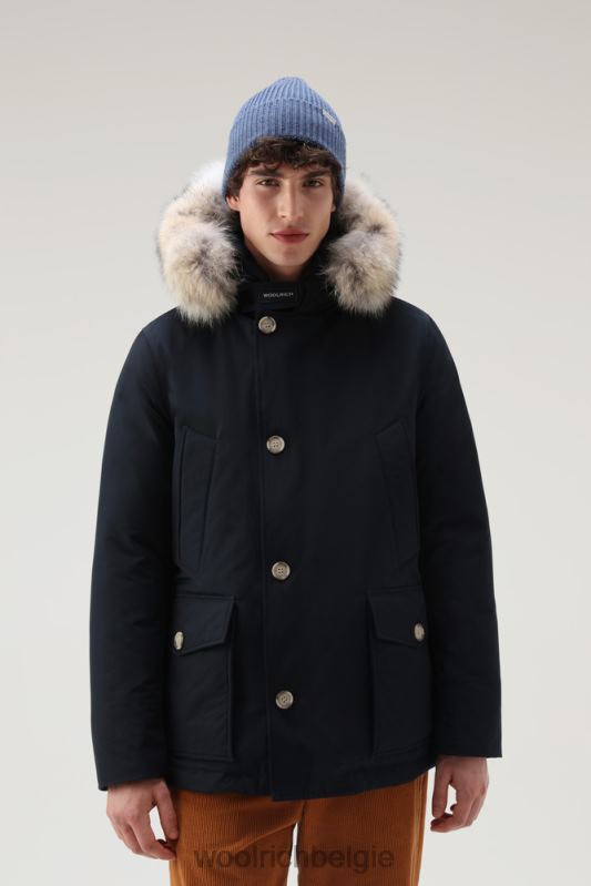 arctische anorak van ramar-stof met afneembaar bont Woolrich Heren 8TTN0860 Melton blauw kleding