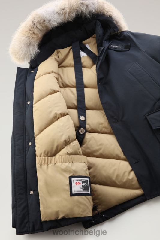 arctische anorak van ramar-stof met afneembaar bont Woolrich Heren 8TTN0860 Melton blauw kleding