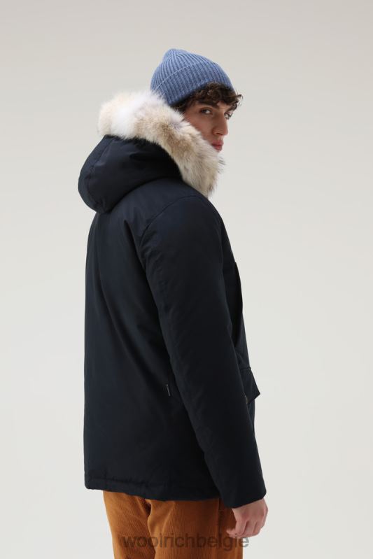 arctische anorak van ramar-stof met afneembaar bont Woolrich Heren 8TTN0860 Melton blauw kleding