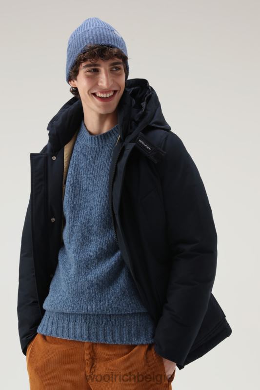 arctische anorak van ramar-stof met afneembaar bont Woolrich Heren 8TTN0860 Melton blauw kleding