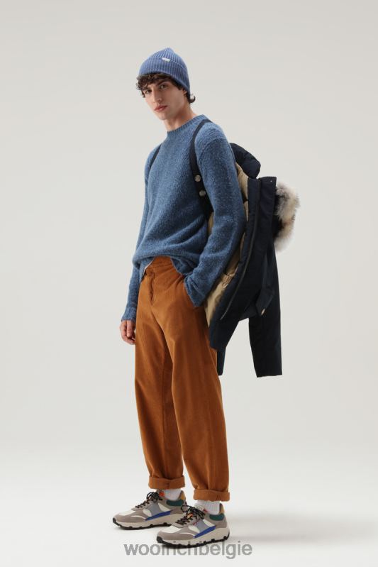 arctische anorak van ramar-stof met afneembaar bont Woolrich Heren 8TTN0860 Melton blauw kleding