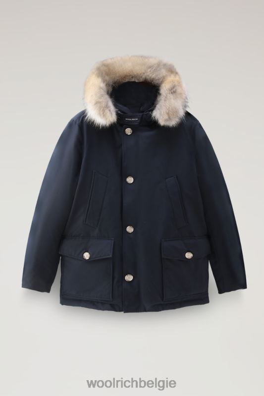 arctische anorak van ramar-stof met afneembaar bont Woolrich Heren 8TTN0860 Melton blauw kleding