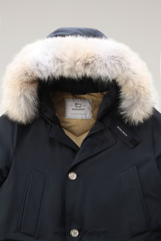arctische anorak van ramar-stof met afneembaar bont Woolrich Heren 8TTN0860 Melton blauw kleding