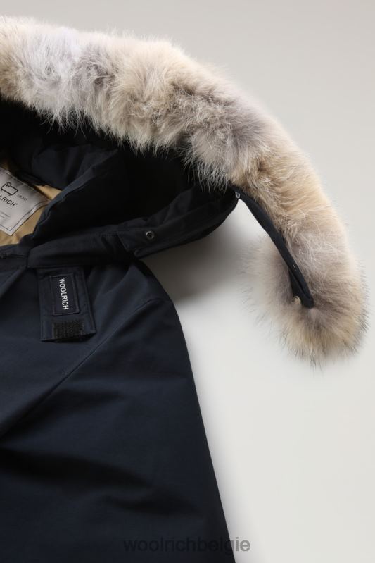 arctische anorak van ramar-stof met afneembaar bont Woolrich Heren 8TTN0860 Melton blauw kleding